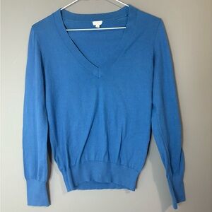 J Crew size Small Women's Blue V-Neck Sweater, fitted, 100% Cotton